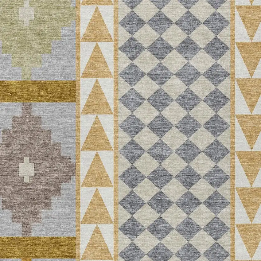 Gold And Copper Southwestern Washable Indoor Outdoor Area Rug Photo 3