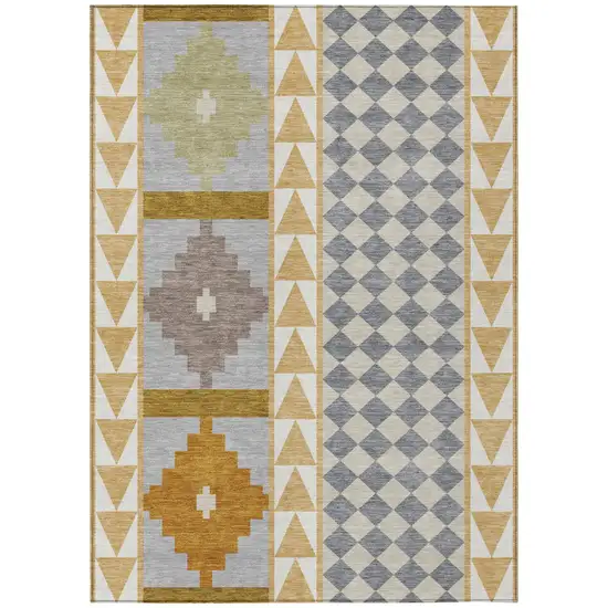 Gold And Copper Southwestern Washable Indoor Outdoor Area Rug Photo 2