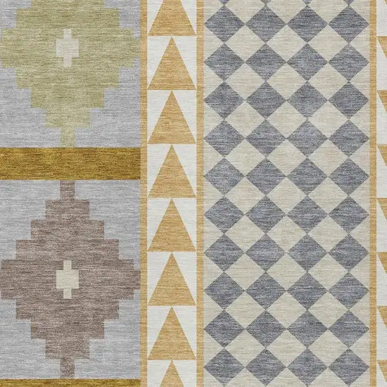 Gold And Copper Southwestern Washable Indoor Outdoor Area Rug Photo 3
