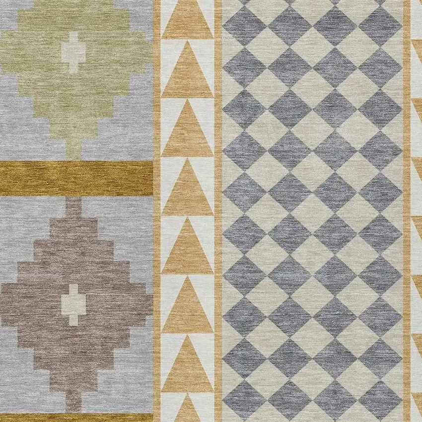 Gold And Copper Southwestern Washable Indoor Outdoor Area Rug Photo 3