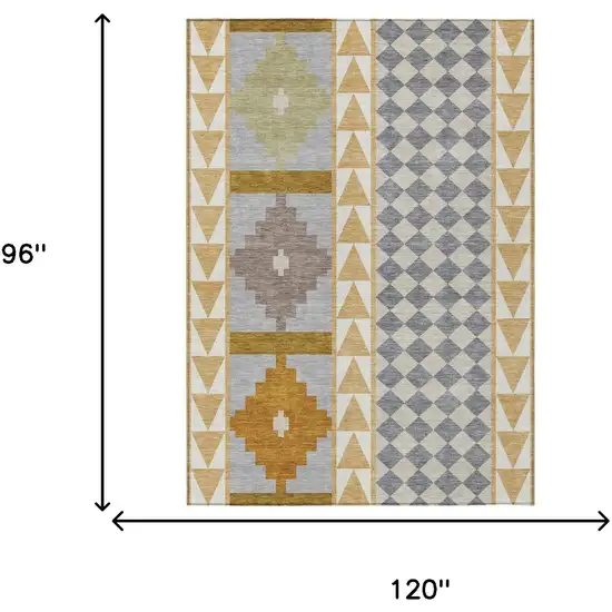 Gold And Copper Southwestern Washable Indoor Outdoor Area Rug Photo 7