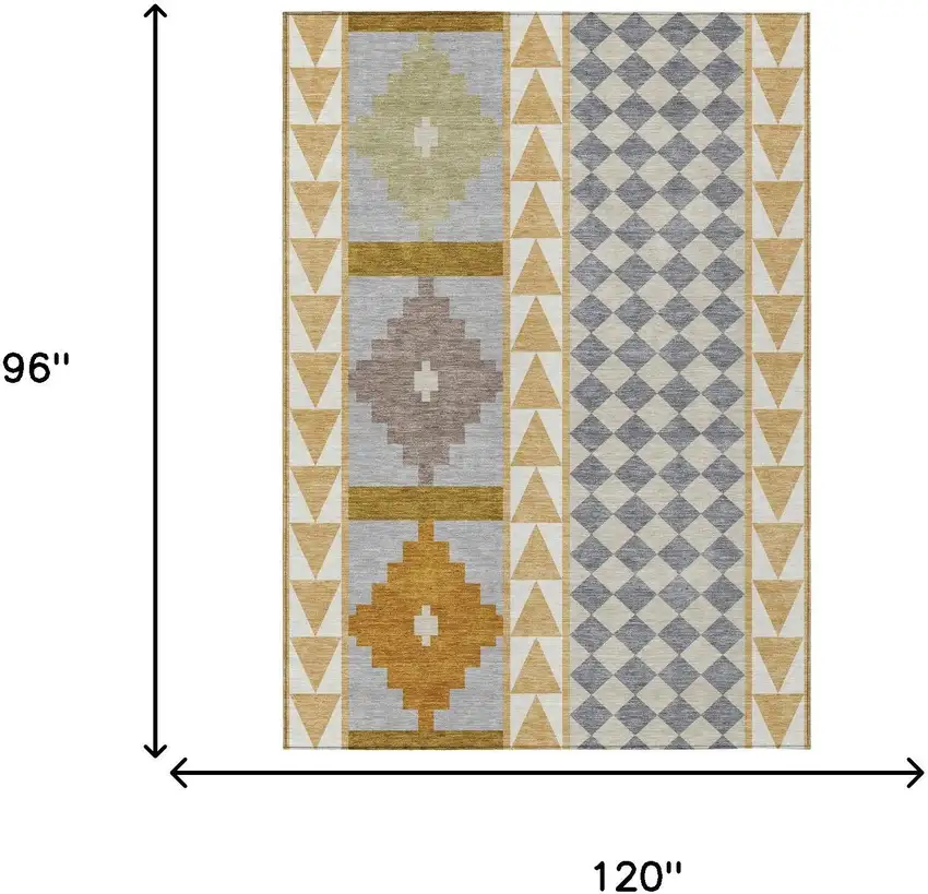 Gold And Copper Southwestern Washable Indoor Outdoor Area Rug Photo 7