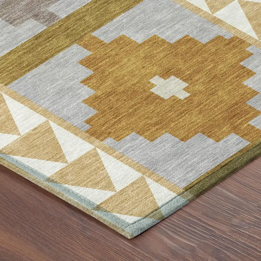 Gold And Copper Southwestern Washable Indoor Outdoor Area Rug Photo 5