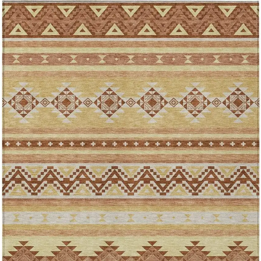 Gold And Copper Southwestern Washable Indoor Outdoor Area Rug Photo 4