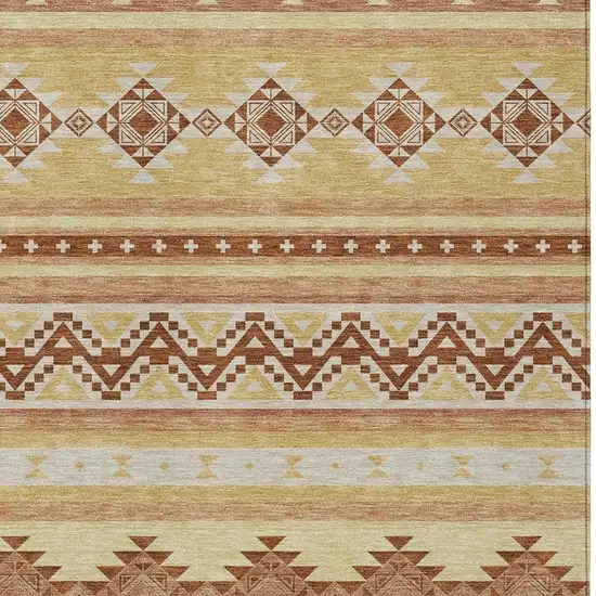 Gold And Copper Southwestern Washable Indoor Outdoor Area Rug Photo 3