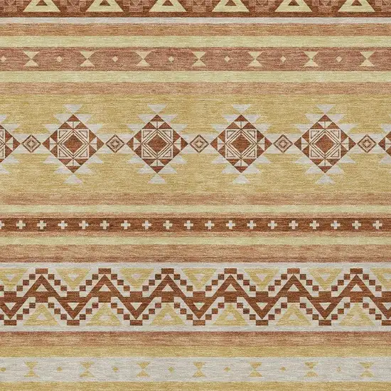 Gold And Copper Southwestern Washable Indoor Outdoor Area Rug Photo 3