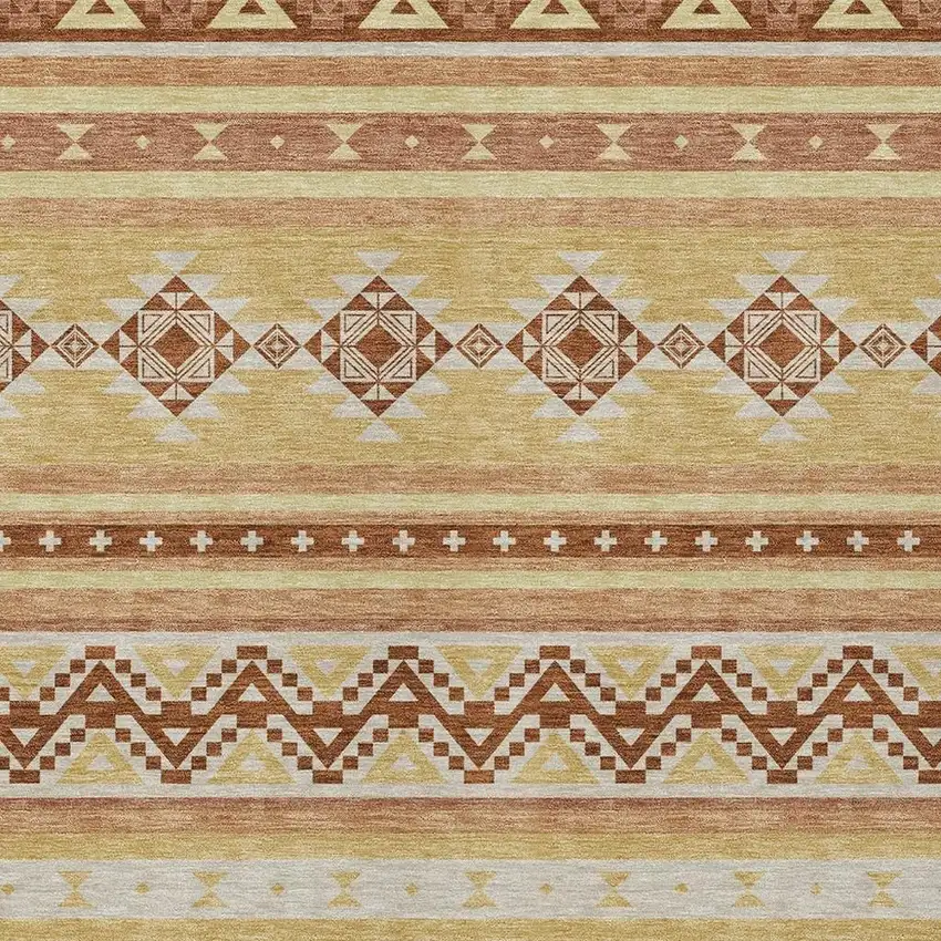 Gold And Copper Southwestern Washable Indoor Outdoor Area Rug Photo 3