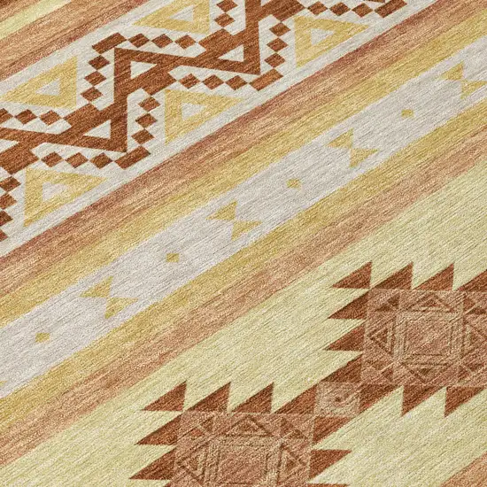 Gold And Copper Southwestern Washable Indoor Outdoor Area Rug Photo 6