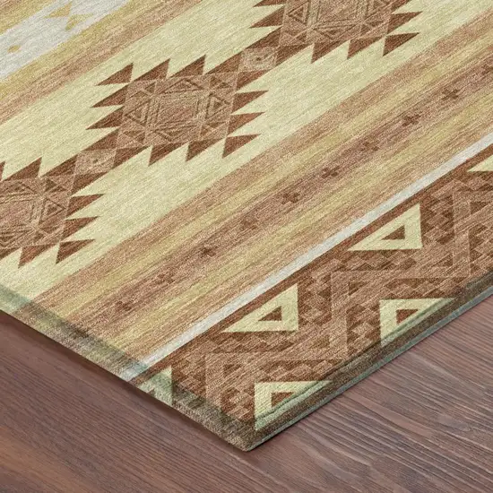 Gold And Copper Southwestern Washable Indoor Outdoor Area Rug Photo 5