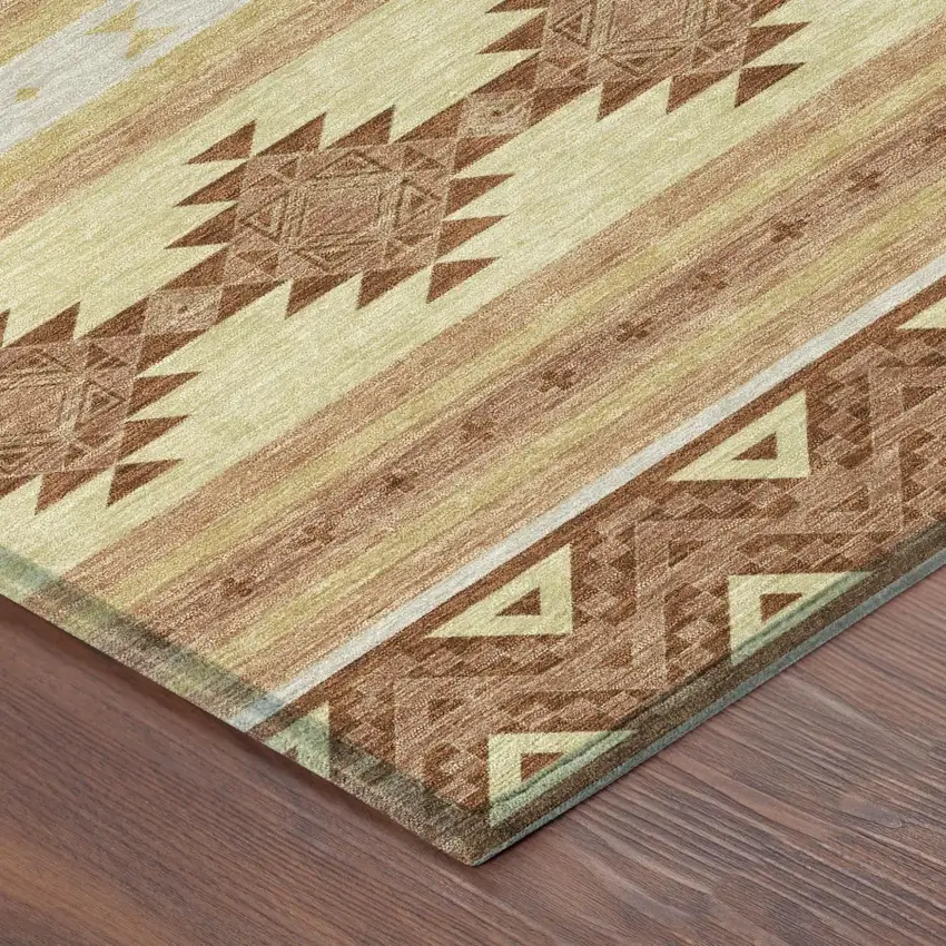 Gold And Copper Southwestern Washable Indoor Outdoor Area Rug Photo 5