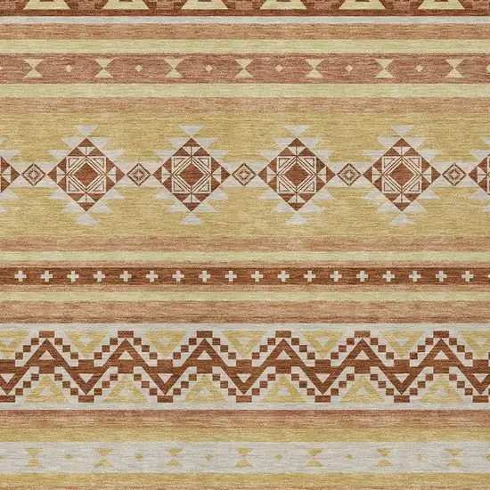 Gold And Copper Southwestern Washable Indoor Outdoor Area Rug Photo 3