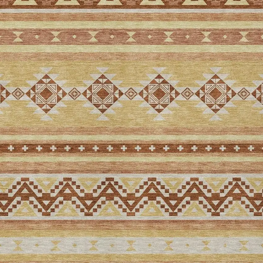 Gold And Copper Southwestern Washable Indoor Outdoor Area Rug Photo 3