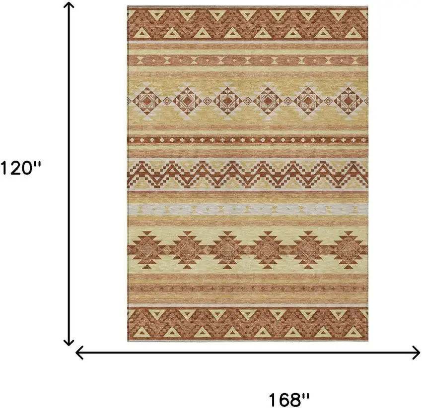 Gold And Copper Southwestern Washable Indoor Outdoor Area Rug Photo 7