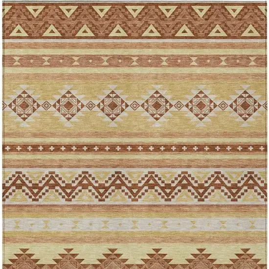Gold And Copper Southwestern Washable Indoor Outdoor Area Rug Photo 4