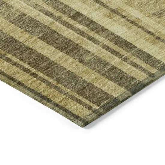 Gold And Dark Brown Striped Washable Indoor Outdoor Area Rug Photo 4