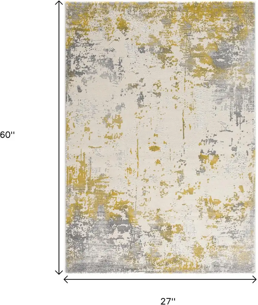 Gold And Gray Abstract Area Rug Photo 3
