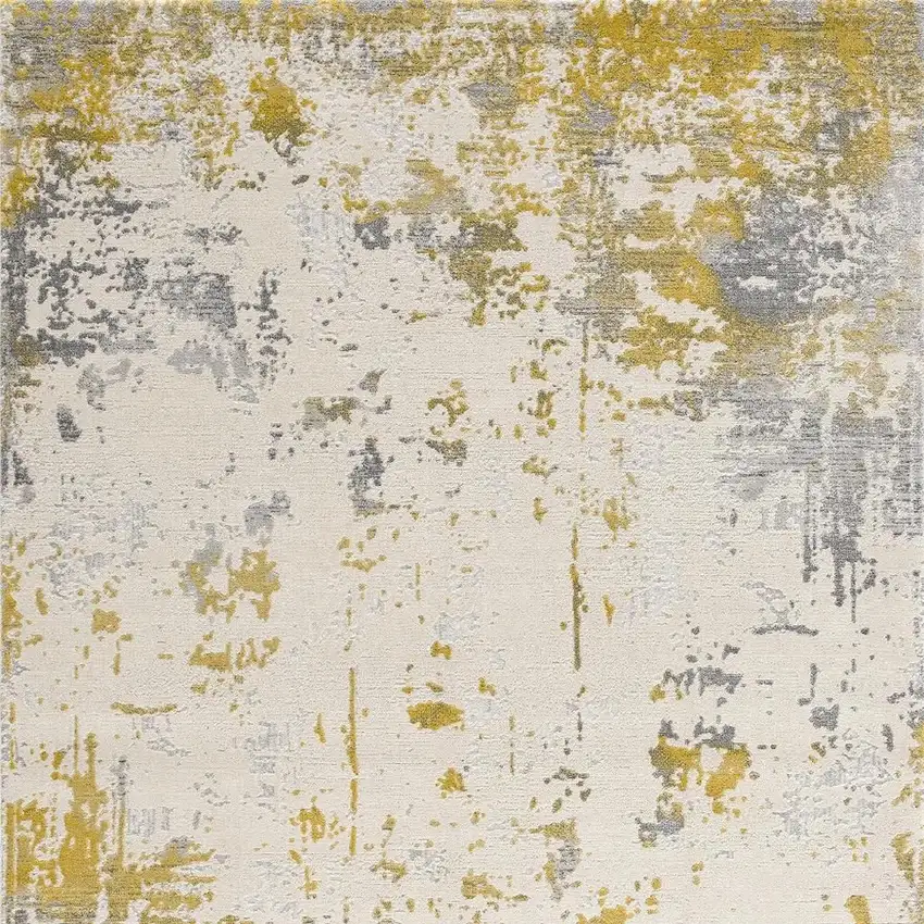 Gold And Gray Abstract Area Rug Photo 7