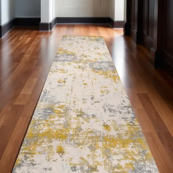 Gold And Gray Abstract Area Rug Photo 1