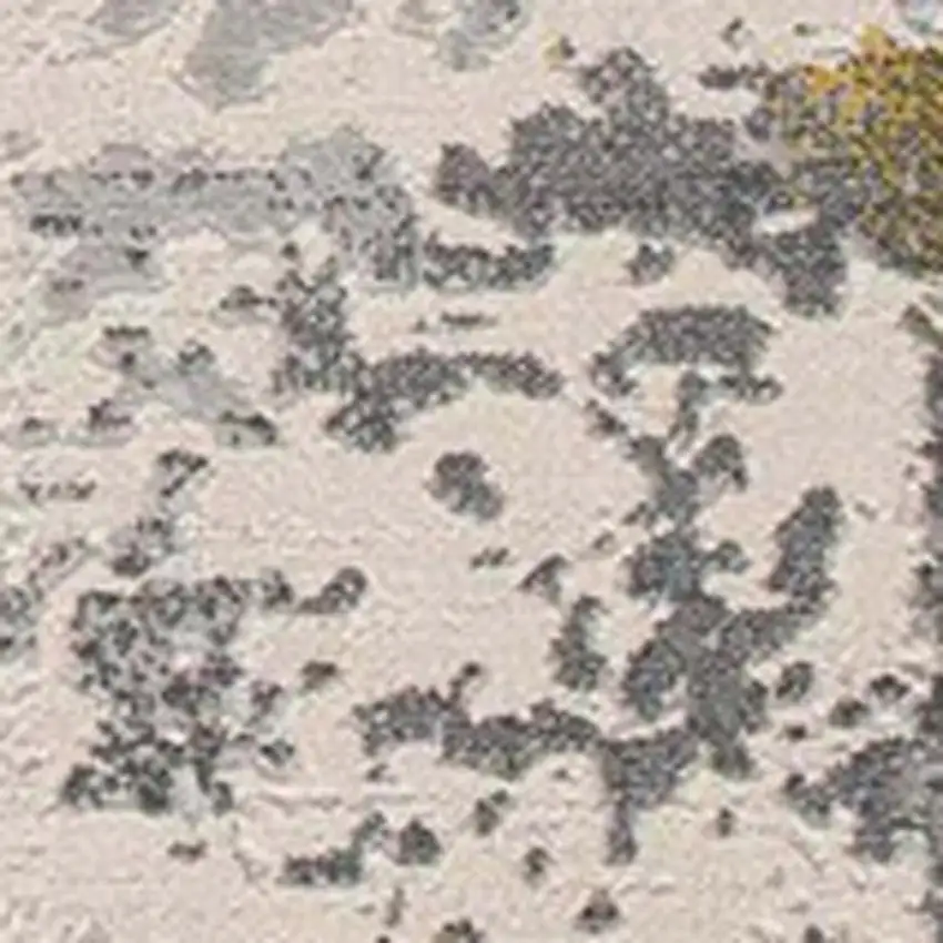Gold And Gray Abstract Runner Rug Photo 3