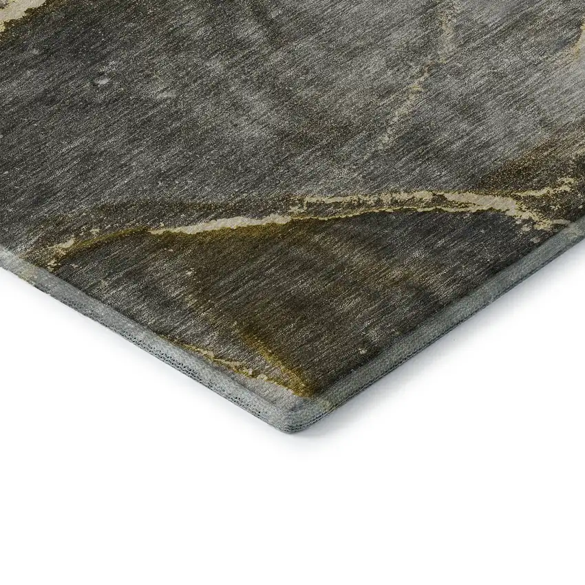 Gold And Gray Abstract Washable Area Rug With UV Protection Photo 8
