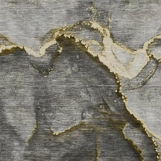 Gold And Gray Abstract Washable Area Rug With UV Protection Photo 3