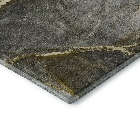 Gold And Gray Abstract Washable Area Rug With UV Protection Photo 8