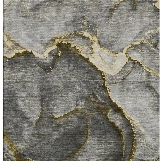 Gold And Gray Abstract Washable Area Rug With UV Protection Photo 3