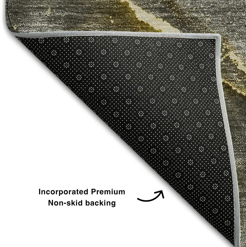 Gold And Gray Abstract Washable Area Rug With UV Protection Photo 7