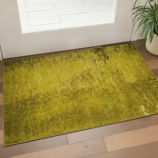 Gold And Gray Abstract Washable Area Rug With UV Protection Photo 2