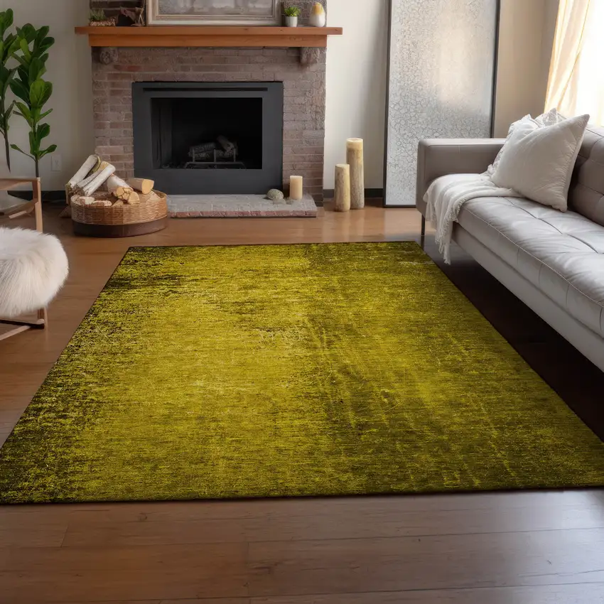 Gold And Gray Abstract Washable Area Rug With UV Protection Photo 6