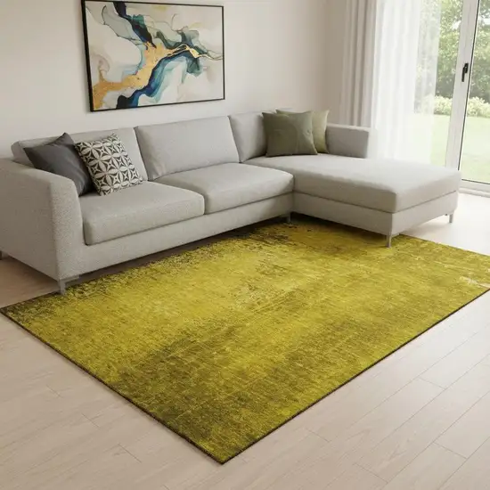 Gold And Gray Abstract Washable Area Rug With UV Protection Photo 1