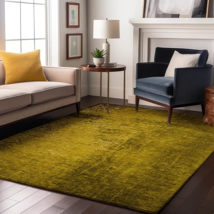 Gold And Gray Abstract Washable Area Rug With UV Protection Photo 4
