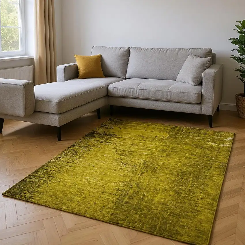 Gold And Gray Abstract Washable Area Rug With UV Protection Photo 2