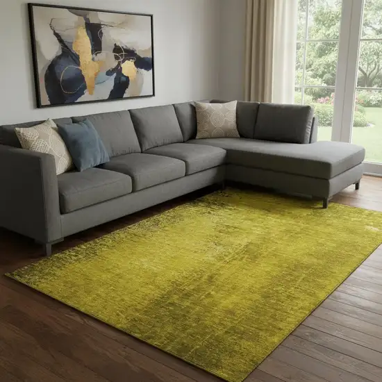 Gold And Gray Abstract Washable Area Rug With UV Protection Photo 1