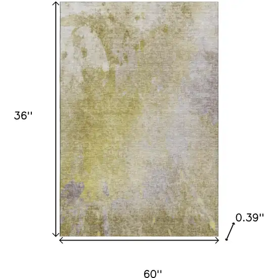 Gold And Gray Abstract Washable Area Rug With UV Protection Photo 3