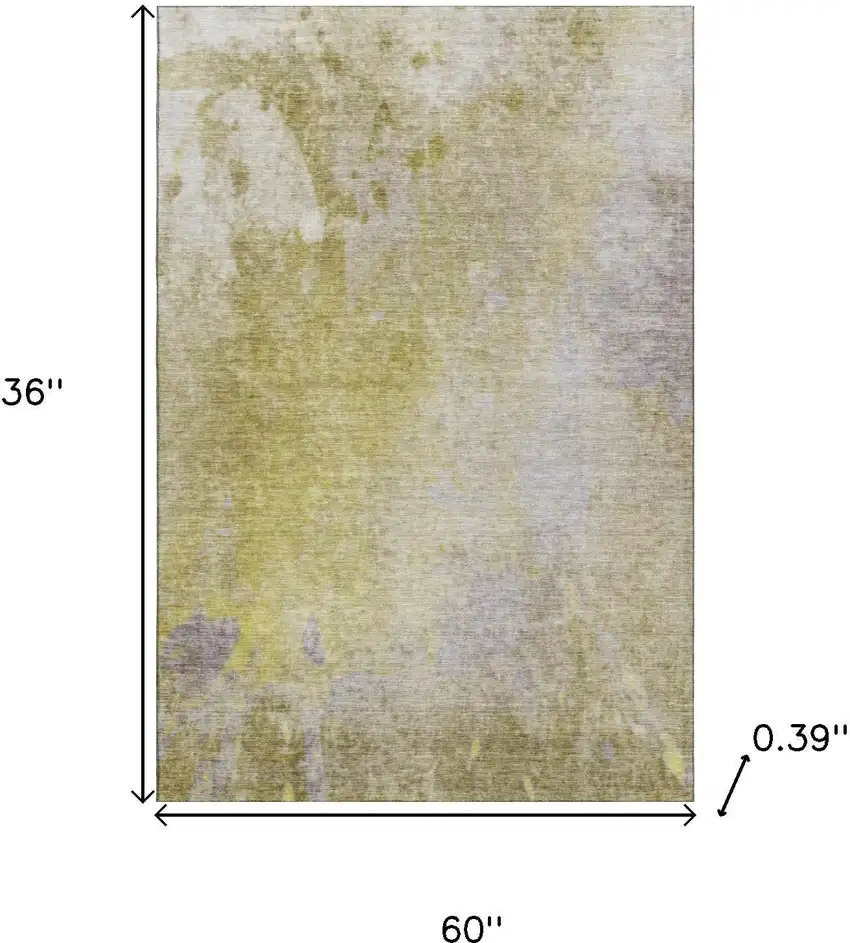 Gold And Gray Abstract Washable Area Rug With UV Protection Photo 3