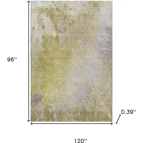 Gold And Gray Abstract Washable Area Rug With UV Protection Photo 3