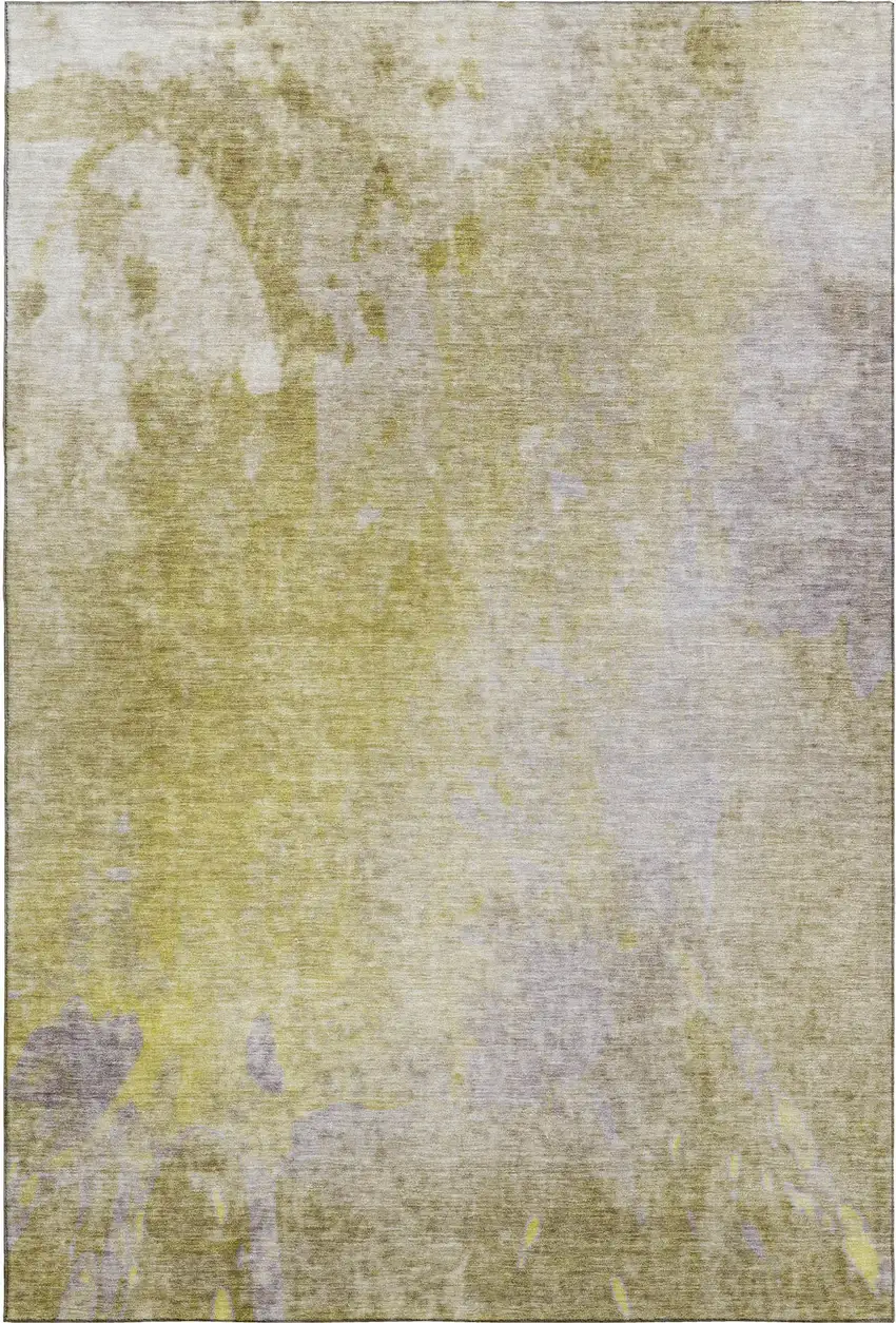 Gold And Gray Abstract Washable Area Rug With UV Protection Photo 5