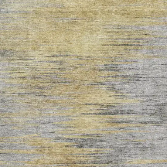 Gold And Gray Abstract Washable Area Rug With UV Protection Photo 3