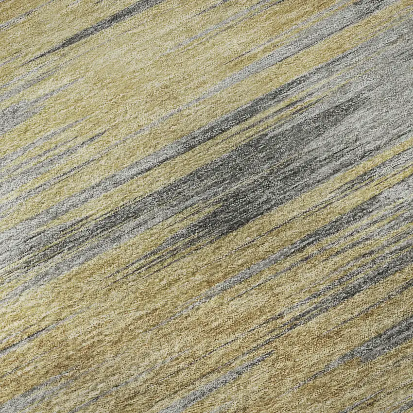 Gold And Gray Abstract Washable Area Rug With UV Protection Photo 9