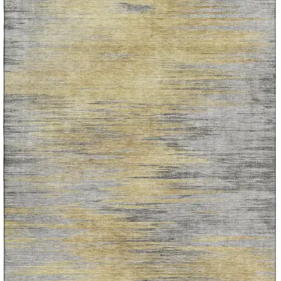 Gold And Gray Abstract Washable Area Rug With UV Protection Photo 4