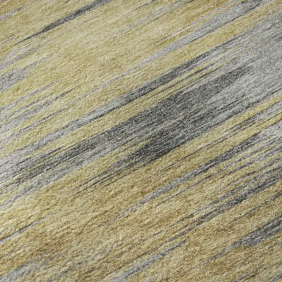 Gold And Gray Abstract Washable Area Rug With UV Protection Photo 9