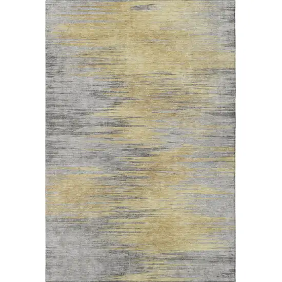 Gold And Gray Abstract Washable Area Rug With UV Protection Photo 3