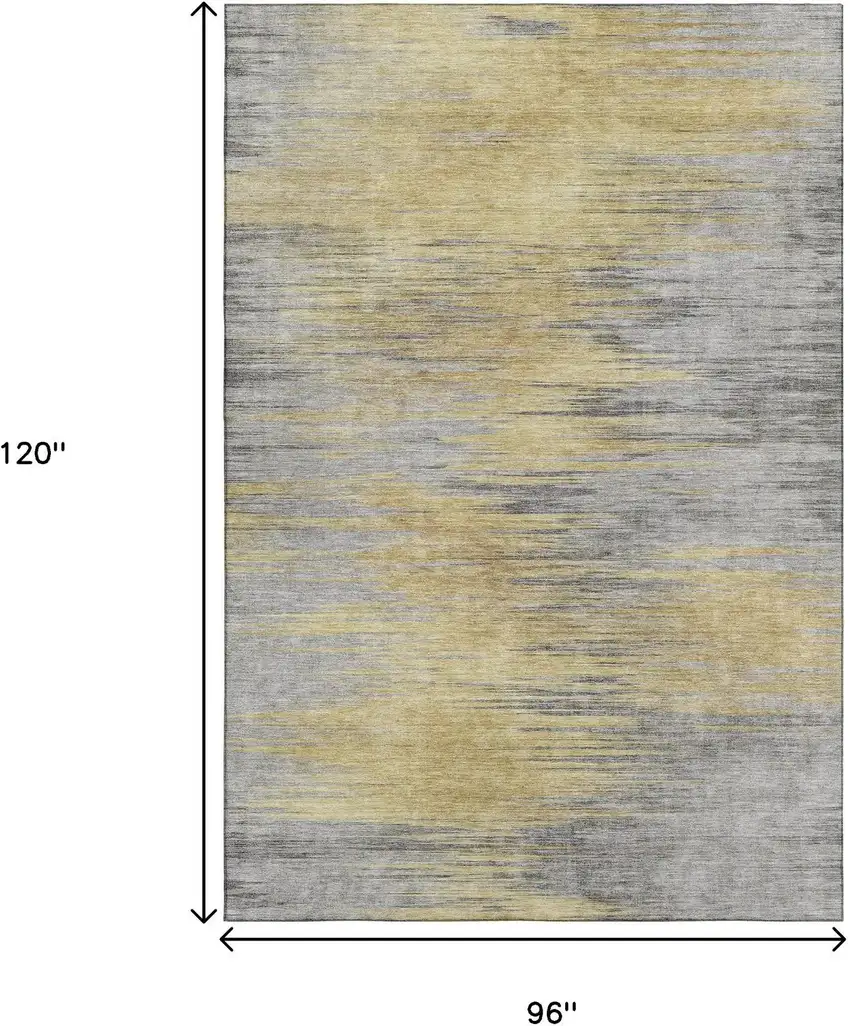 Gold And Gray Abstract Washable Area Rug With UV Protection Photo 3