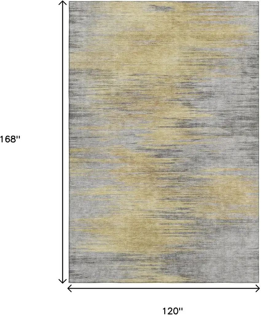 Gold And Gray Abstract Washable Area Rug With UV Protection Photo 3