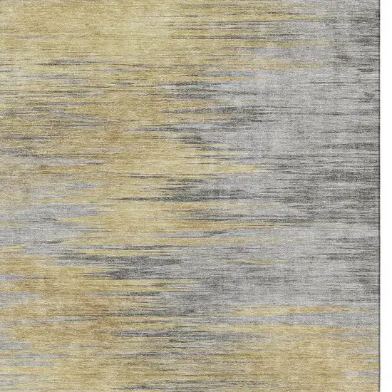 Gold And Gray Abstract Washable Area Rug With UV Protection Photo 3