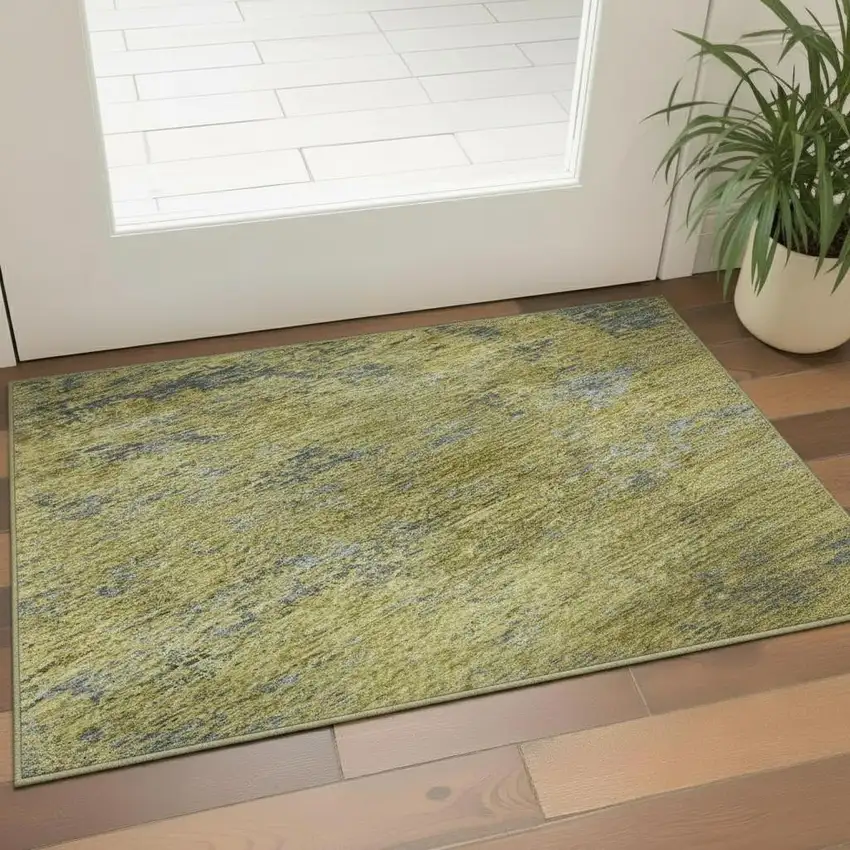 Gold And Gray Abstract Washable Area Rug With UV Protection Photo 2