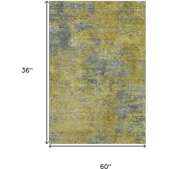 Gold And Gray Abstract Washable Area Rug With UV Protection Photo 8