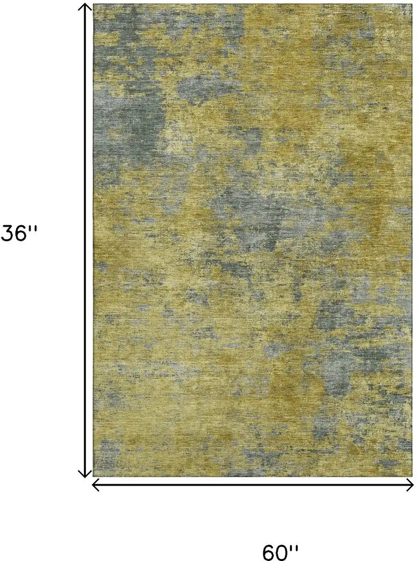Gold And Gray Abstract Washable Area Rug With UV Protection Photo 8