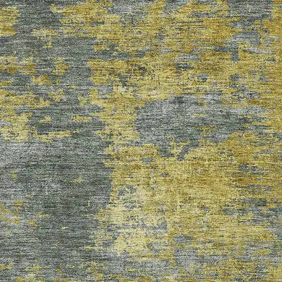 Gold And Gray Abstract Washable Area Rug With UV Protection Photo 3